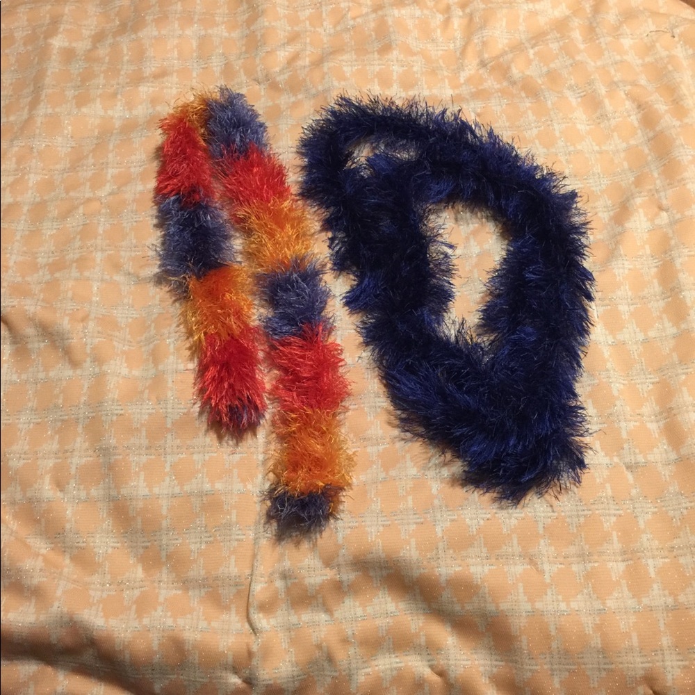 Knitted eyelash scarfs set of two